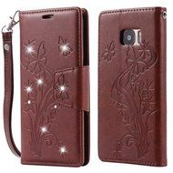 Samsung Galaxy S7 edge Butterfly Flower Wallet Case-Auroralove Pink 3D Beauty Handmade Bling PU Leather Luxury... N4