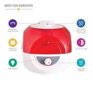 HealthSmart Bubble Mist Cool Mist Ultrasonic Humidifier, Whisper Quiet, Filter Free, Red and White N5