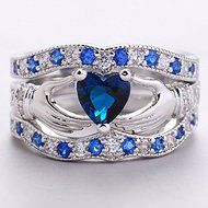 Fashion Women's Claddagh Ring Blue Sapphire 925 Silver Wedding Ring Jewelry New (7) N3