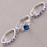 Fashion Women's Claddagh Ring Blue Sapphire 925 Silver Wedding Ring Jewelry New (7) N4