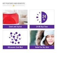HealthSmart Bubble Mist Cool Mist Ultrasonic Humidifier, Whisper Quiet, Filter Free, Red and White N7