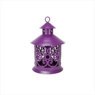 NorthLight 7.8 in. Shiny Purple Wrought Iron Ornate Candle Lantern