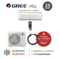 Gree VIREO 24,000 BTU Ductless Mini Split Air Conditioner w/ Inverter, Heat Pump, Remote &amp; 25&#039; Lineset (208/230V)