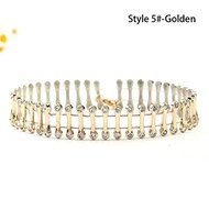 Women Gold Tiara Choker Collar Rhinestone Crystal Pendant Chain Necklace Jewelry N3