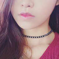 new women Round Rivet leather Punk Choker Gothic Stylish Bracelet Necklace black N6