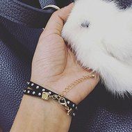new women Round Rivet leather Punk Choker Gothic Stylish Bracelet Necklace black N7