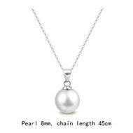 Fashion Genuine white Freshwater Pearl Pendant Necklace Silver Chain Jewelry N5