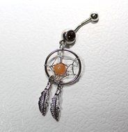 Kathy store INC 316l Surgical Steel 14g 7/16 Inch Crystal Gem Dream Catcher Belly Navel Barbell Bar Ring Body... N6