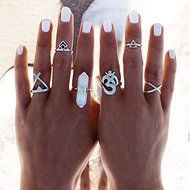 1 Set 6pcs Womens New Popular Boho Knuckle Midi Mid Finger Tip Stacking Rings