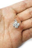Silver Plated Jerusalem Cross Natural White Gem Pendant Holy Land 0.5" N2