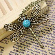 Vintage Dragonfly Rhinestone Crystal Necklace Pendant Jewelry Women's Lady N3