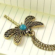 Vintage Dragonfly Rhinestone Crystal Necklace Pendant Jewelry Women's Lady N4