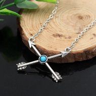 Retro Women Cupid Match-Up Antique Silver Stone Pendant Bib Statment Necklace N5