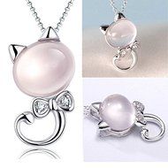 Women Cat Kitten Animal Furong Stone Pendant Sweet Present For Girl Friend