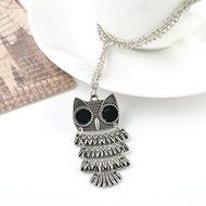 Hot Women Fashion Vintage Style Bronze Owl Long Chain Necklace Pendant Jewelry N2