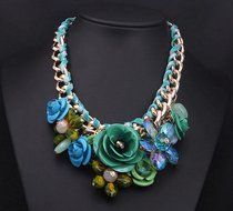 Easter Gift Girls Luxury Handmade Flowers Crystal Chain Clavicle Necklace Gem Sweater Chain, Personal Necklace...