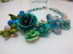Easter Gift Girls Luxury Handmade Flowers Crystal Chain Clavicle Necklace Gem Sweater Chain, Personal Necklace... N2