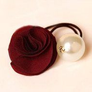 Spritech(TM) Rose Flower Hair Ring with Big Pearl Hair Band Hair Circle for Girl women Hair Accessories Hair Rope N5