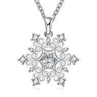 925 Sterling Silver Plated Crystal Rhinestone Flower Necklace &amp; Pendant Jewelry N4