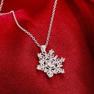 925 Sterling Silver Plated Crystal Rhinestone Flower Necklace &amp; Pendant Jewelry N5
