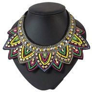 Women Bib Chunky Statement Crystal Beaded Necklace Choker Pendant Chain Jewelry N4