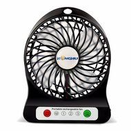 Mini 3-Speed Portable Rechargeable 1800mAh Lithium Battery Powered Desk Travel Fan - Black