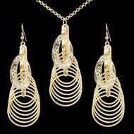 Bohemia Jewelry Set Gold Plated Multilayer Women Necklace+Hoop Dangle Earrings N2