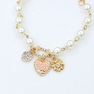 Hot Sale Women Girl Gold Metal Heart Pearl Charm Chain Bracelet Jewelry Gift N6