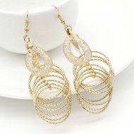 Bohemia Jewelry Set Gold Plated Multilayer Women Necklace+Hoop Dangle Earrings N4