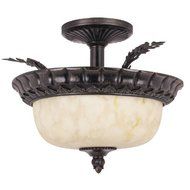 Sunlite S1010A 15.4-Inch Decorative Pendant Ceiling Fixture, Weathered Bronze with Alabaster Glass by Sunlite