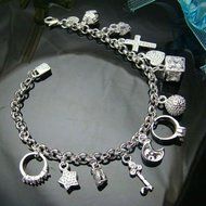 925 sterling Silver Plated Fashion Women 13 Charm pendant Beautiful Bracelet