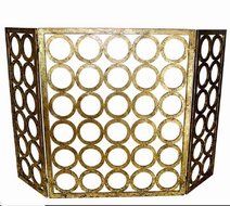 MutterMui Contemporary Italian Gold Iron Circles Modern Fireplace Fire Screen 50inches W N2