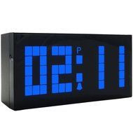 T Tocas Large Big Number LED Snooze Wall Desk Alarm Clock Thermometer Date Display (Blue) N12