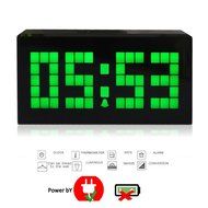 T Tocas Large Big Number LED Snooze Wall Desk Alarm Clock Thermometer Date Display (Blue) N14
