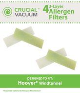 4 Hoover WindTunnel Three Layer Allergen Final Exhaust Filters Fit Hoover Windtunnel, Widepath Tempo, Empower,...