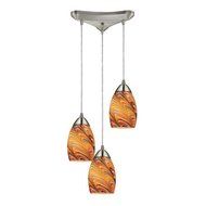 Elk 10089/3RV Mini Vortex 3-Light Pendant with Rainbow Glass Shade, 10 by 7-Inch, Satin Nickel Finish by Elk