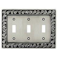 Franklin Brass 64054 Paisley Triple Toggle Switch Wall Plate / Switch Plate / Cover, Brushed Satin Pewter by Franklin...