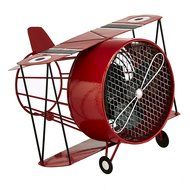 Deco Breeze Red Biplane Figurine Fan