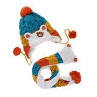 Baby Toddler Winter Beanie Warm Hat Hooded Scarf Earflap Knitted Cap Girls Boys N22