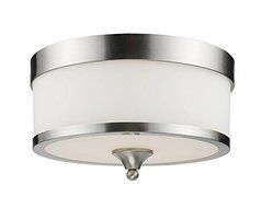 Z-Lite 308F-BN Cosmopolitan Three Light Flush Mount, Metal Frame, Brushed Nickel Finish and White Shade of Glass...
