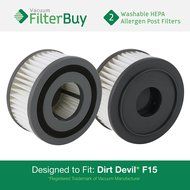 2 - Dirt Devil F15 (F-15) Washable HEPA Replacement Filters, Part # 1-SS0150-000, 3-SS0150-001. Designed by FilterBuy...