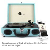 1byone Belt-Drive 3-Speed Portable Stereo Turntable with Built in Speakers, Supports RCA Output / Headphone Jack... N3
