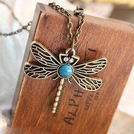 Vintage Dragonfly Rhinestone Crystal Necklace Pendant Jewelry Women's Lady N5