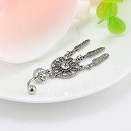 Women Crystal Rhinestone Dream Catcher Body Piercing Belly Button Navel Ring Bar N3