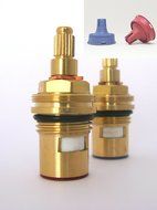 Fits DAMIXA replacement brass ceramic disc cartridge quarter turn tap valve insert gland (QE53 Pair + SA01 red...