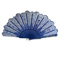 Froomer Hand Held Fan Folding Foldable Wave Edge Floral Fabric Cloth Glitter Pocket Fan N7