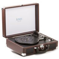 Knox Portable Bluetooth USB Turntable with Built-in Speakers (Leather Brown)
