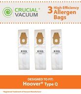 3 Hoover HEPA Style Type Q Allergy Filtration Vacuum Bags; Compare to Hoover Platinum Part # AH10000, UH30010COM...