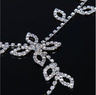 Crystal Rhinestone Leaf Hand Harness Bracelet Slave Chain Link Foot Finger Ring N6
