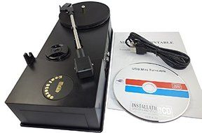 USB Portable Mini Phonograph 33/45RPM Turntable Vinyl Record Player Converts Vintage Turntables Vinyl LP Audio... N2